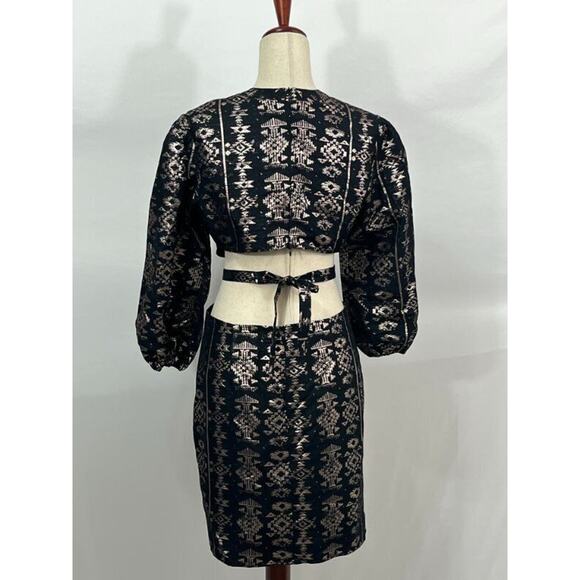LACE THE LABEL Sz M Medium Black Rose Gold Geo Cutout Mini Dress NWT - Picture 6 of 12